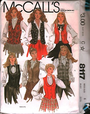 #ad 8117 Vintage McCalls SEWING Pattern Misses 1980s Vest Waistcoat UNCUT OOP FF $5.59