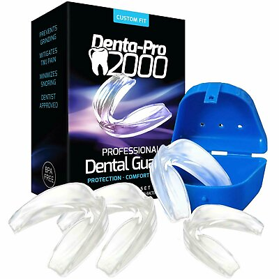#ad DentaPro2000 Teeth Grinding Mouth Guard 2 Small amp; 2 Large Dental Guards Case $10.99