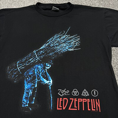 #ad Led Zeppelin Shirt Men Small Black Vintage Rock Music Lot Long Stick Man USA $40.00