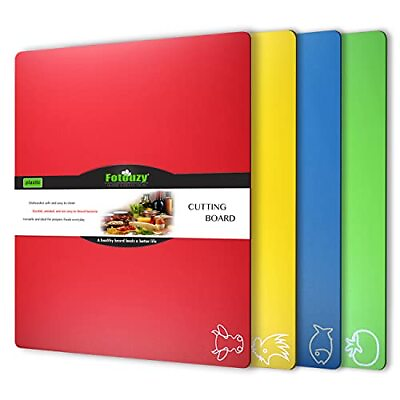 #ad Plastic Cutting Board Flexible Mats with Food Icons Set of 4 Upgrade 100% A... $19.21