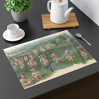 #ad Swinging Babies Placemat Retro Kitchen Table Mat Vintage Art 1pc Cotton $18.74