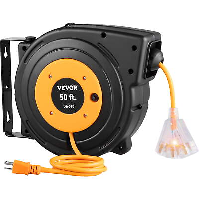#ad VEVOR Retractable Extension Cord Reel 50 ft Heavy Duty 14AWG 3C SJTOW Power Co $69.99