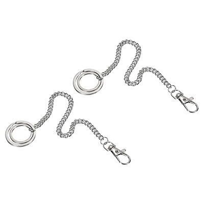 #ad 2pcs 8quot; Wallet Keychain with Keyring Lobster Clasp Plated Metal Belt Loop Clip $8.66