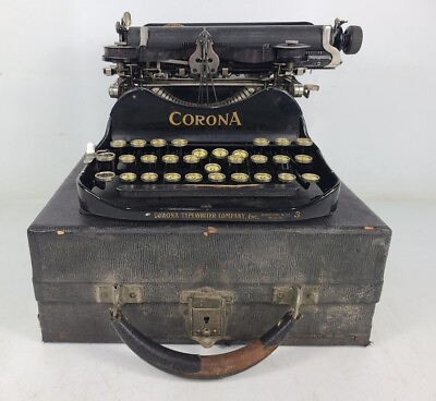 #ad Vintage 1915 Smith Corona No. 3 Small Folding Typewriter Portable With Case $304.97