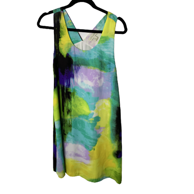 #ad Lucy amp; Laurel Dress Womens 6 Multicolor Mini Scoop Neck Sleeveless Lined $6.60