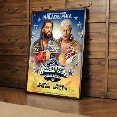 #ad Wrestlemania 40 Roman Reigns Vs Cody Rhodes Poster WWE 2k24 poster WWE 2024 $20.98
