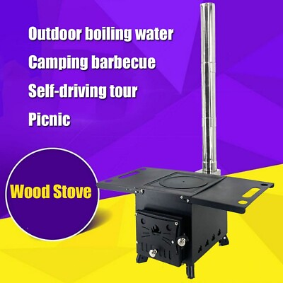 #ad Outdoor Wood Stove Portable Camping Wood Burning Stove Picnic Cook HeatingPipes $87.99