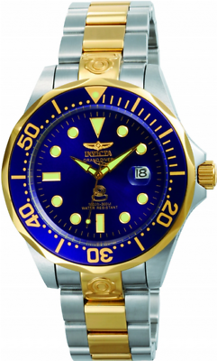 #ad INVICTA MEN#x27;S 47MM GRAND DIVER STAINLESS WATCH GOLDTONE BLUE 3049 DETAILS $100.00