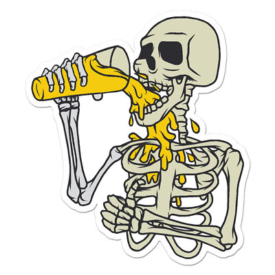 #ad Skeleton Drinking Beer Vinyl Decal Sticker Indoor Outdoor 3 Sizes #11479 $23.95