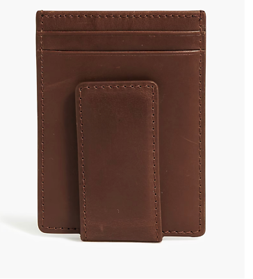 #ad J.Crew $50 Mens Leather Money Clip Brown BS908 $20.00
