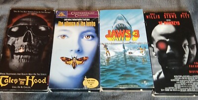 #ad VINTAGE VHS HORROR MOVIE LOT 4 Tales From The Hood Jaws 3 Silance Of The Lambs $19.99