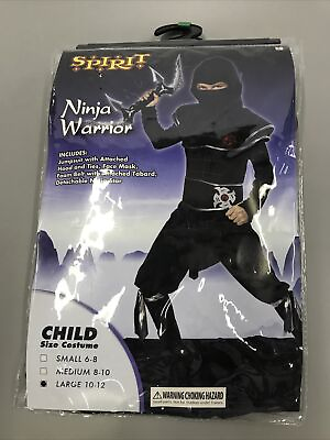 #ad Spirit Halloween Ninja Warrior Costume Child#x27;s Size Large 10 12 Gently Used $9.50