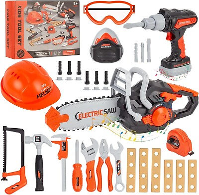 #ad Kids Tool Set 35 PCS with Toy Chainsaw Electronic Toy Drill with Sound Age 3 12. $46.99