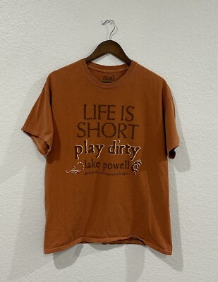 #ad Real Dirt Lake Powell Shirt Adult Large Orange Life Is Shirt Graphic Tee Mens $17.00