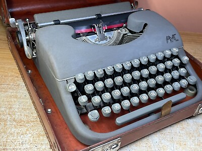 #ad AMC France Working Vintage Portable Typewriter w New Ink amp; Leather Case $220.00