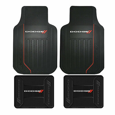 #ad Front amp; Rear DODGE Floor Mats Rubber All Weather Factory Liners Black Red Gift $74.99
