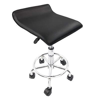 #ad Square Height Adjustable Rolling Stool with Foot Rest PU Leather Seat Cushion... $55.30