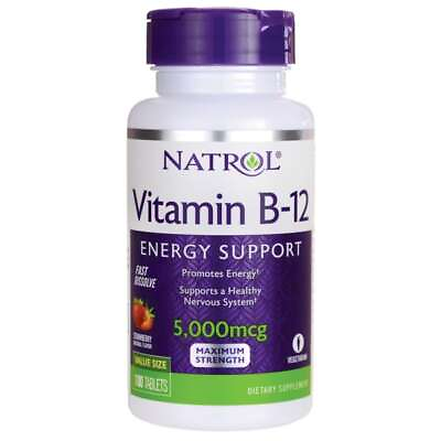 #ad Natrol Vitamin B 12 Fast Dissolve Strawberry 5000 mcg 100 Tabs $11.74