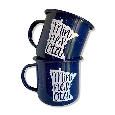 #ad Minnesota Blue Enameled Metal Coffee Mug $33.78
