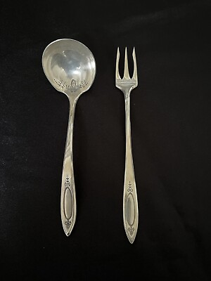 #ad Antique Community Plate Silverware ADAM Pattern Pickle Fork amp; Soup Spoon Ladle $20.00