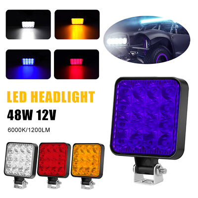 #ad 1Pair 12V Car LED Light Bar 1200LM 48W Off Road Work Light 3030 LED Spot Light $14.23