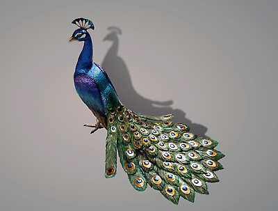 #ad PEACOCK BRONZE SCULPTURE Peafowl Statue FIGURINE by BARRY STEIN GORGEOUS $12900.00