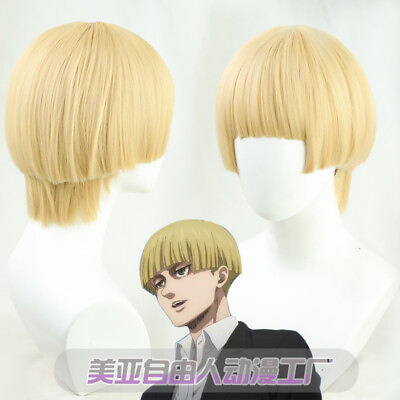 #ad Attack on Titan Cosplay Japanese Kakkoii Yellow Hair Hairpiece Wig Party Props $22.49