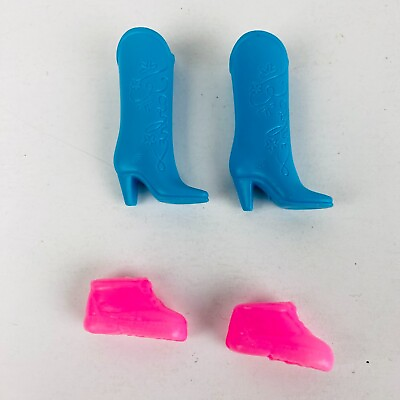 #ad Unbranded Barbie Or Other Dolls Blue Cowboy Boots And Pink Shoes Lot Accessories $16.99