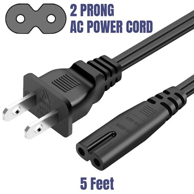 #ad AC Power Cord 2 Prong Cable for PS4 PS3 PS2 Slim XBOX PC LAPTOP PSV Monitor TV $3.55