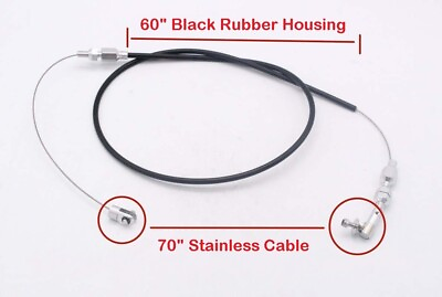 #ad 60in Universal Throttle Cable Replacement Black Rubber Car Truck 5ft long $45.00