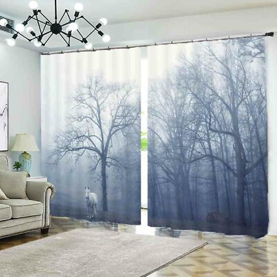 #ad Blue Loose Pure Tree 3D Curtain Blockout Photo Printing Curtains Drape Fabric AU $179.99