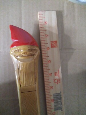 #ad Folk Art Carved Wood Gnome Man w Beard Nut Cracker Red Hat 8quot; $24.88