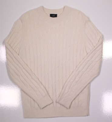 #ad Dunhill Recent Cream Cable Knit 100% Cashmere Thick Crewneck Sweater Men#x27;s Large $95.00