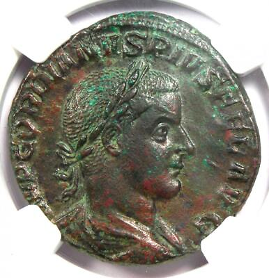 #ad Roman Gordian III AE Sestertius Copper Coin 238 44 AD Certified NGC Choice AU $764.48