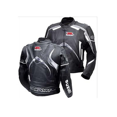 #ad BLACK SUZUKI Motorcycle Mens Jacket Motorbike Racing Sport Biker Leather Jackets $159.99
