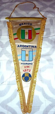 #ad MEXICO vs ARGENTINA FRIENDLY MATCH 1973 Soccer PENNANT 22 cm Football $27.99