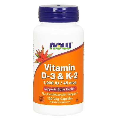 #ad NOW Foods Vitamin D 3 amp; K 2 120 Veg Capsules $9.99