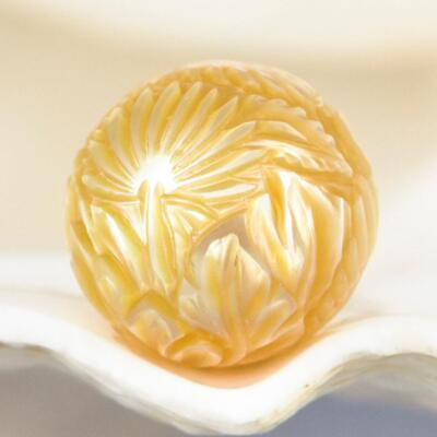 #ad 12.37 mm Carved South Sea Pearl Golden Round Maluku Indonesia undrilled 2.26 g $162.00