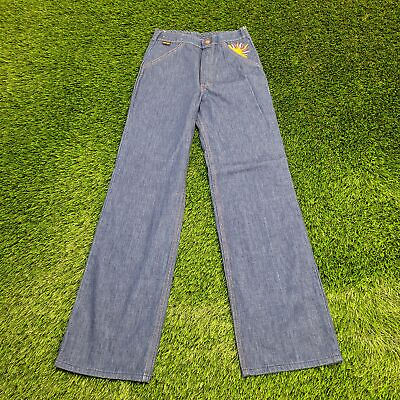 #ad Vintage 90s Wrangler Kids High Waist Bootcut Jeans Teens 14 Embroidered Sun USA $124.77