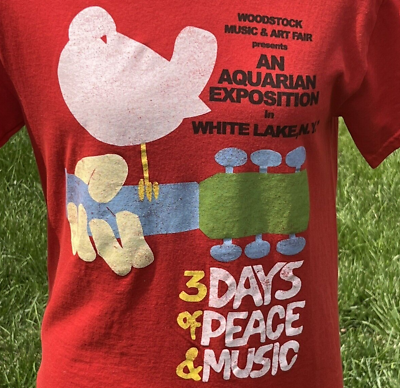 #ad Woodstock Music amp; Art Fair T Shirt 3 Days of Peace amp; Music Small Red Aquarian $11.83