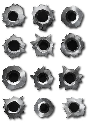 #ad 12 PACK 3M Bullet Hole Realistic decal 3d Sticker Car Truck Scratch ding cover $5.40