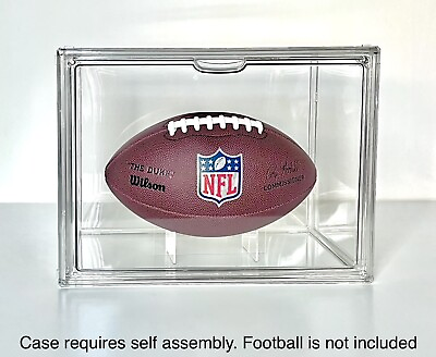 #ad New Clear Acrylic Plastic Football Display Case w Magnetic Door amp; UV Protection $36.99