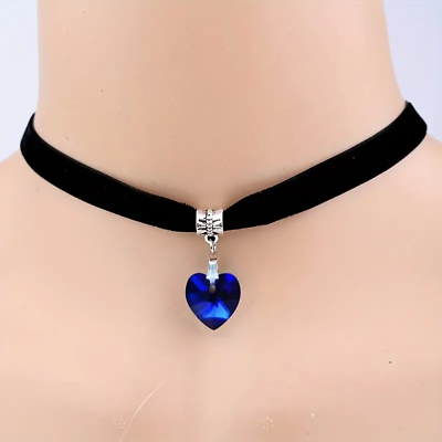 #ad Vintage Gothic Velvet Heart Crystal Choker Pendant Necklace Jewelry Women Gift $12.98
