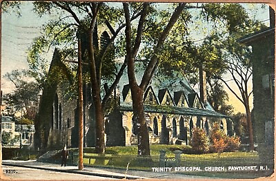 #ad Pawtucket Rhode Island Trinity Episcopal Church Vintage RI PC Postcard 1909 $6.88