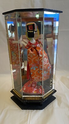 #ad Vintage Japanese Porcelain Geisha Doll in Glass Display Case Westland Company $92.00