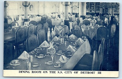#ad Postcard Dining Room on the SS City of Detroit III Great Lakes Cruise A139 $5.98