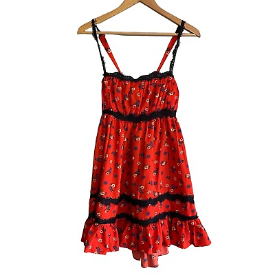 #ad Urban Outfitters eliana red strappy floral babydoll dress Medium $23.00