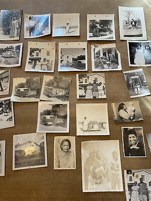 #ad Vintage African American Photograph Lot From Scrap Book Military Kids Beach Cars $49.99