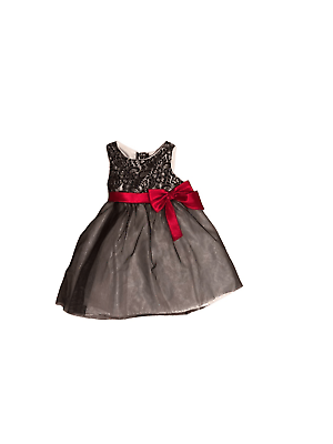 #ad Youngland toddler size 3T girl’s party dress lace black amp; white red sash belt $16.00
