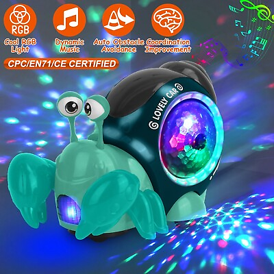 #ad Electric Crawling Snail Baby Toy Kids Infant Interactive Toy amp; Music RGB Lights $12.24